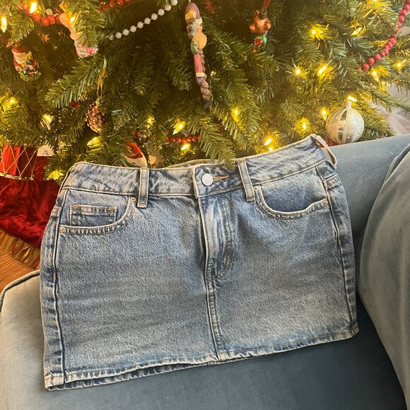 Pacsun Bella Stretch Medium Indigo Mid Rise Denim Mini Skirt - Picture 2 of 4